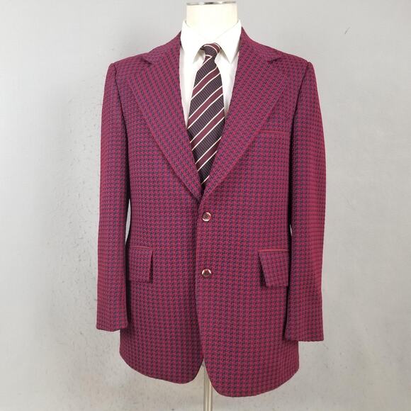 Sears Other - Vintage Sears Blazer Mens 42 Red‎ Geometric Knit Travelknit Sport Coat Jacket